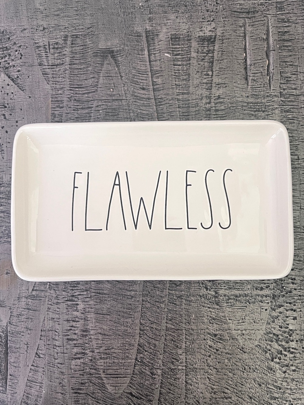 Rae Dunn Retired “Flawless” White Ceramic Vanity Trinket Dish Tray- Discontinued